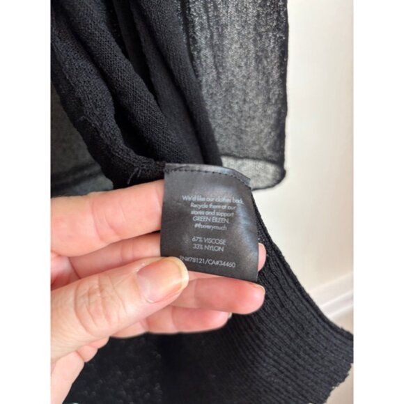 Eileen Fisher Womens XS Black Straight Burnout Stripe Long Cardigan Lagenlook - Picture 4 of 10